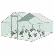 Poulailler 3x4x2m Enclos xxl avec serrure enclos extérieur en acier galvanisé pour petits animaux poules cage à oiseaux petits - Argent - Einfeben