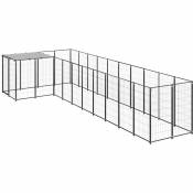 Helloshop26 - Chenil extérieur cage enclos parc animaux chien 7,26 m² acier noir - Noir