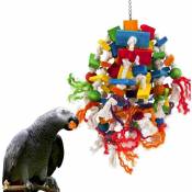 Jormftte - Grand jouet pour perroquet - Blocs de bois multicolores pour déchirer les jouets pour oiseaux suggérés pour les cacatoès gris d'Afrique et