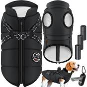 Lovpet - Veste pour chien Manteau pour chien avec harnais 45 sacs à crottes + distributeur inclus Gilet d'hiver pour chien doublé imperméable Gilet