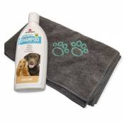 Shampoing pour chien, soins de la peau, 300 ml et serviette