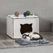 Cabane Elba pour chat ou petit chien 30 x 40 x 35 cm blanc [en.casa]