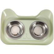 Double Dog Bowl Universal Pet Feeder Teddy Food Bowl en Acier Inoxydable Chat Fournitures pour Chiens Chat Bol