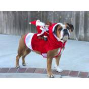Manteau pour Chien Noel, avec Le Père Noël sur Son Chat Pull Chien Noel Rouge - xl