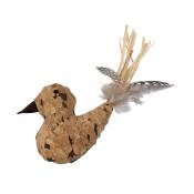 Jouet Chat - Wouapy Oiseau en liège avec plume Beige