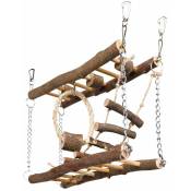 Pont suspendu, chaîne, hamster, en bois d'écorce 27 × 17 × 7 cm