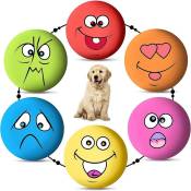 Ahlsen - 6 pièces/ensemble chien chiot jouets drôle en caoutchouc balles grinçantes doux rebondissant jouet à mâcher pour petits animaux de compagnie