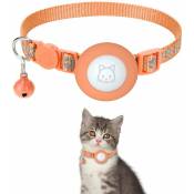 Collier pour chat Airtag avec clochette détachable, sangle réglable réfléchissante avec étui Air Tag pour chat chaton (orange)