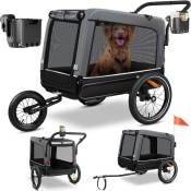 Kesser - remorque pour chien Boxer 3-en-1 buggy pour chien & jogger remorque pour vélo grand volume env. 240 litres à suspension Matériel : 600D