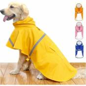 Veste poncho de pluie Imperméable pour chiens de grande taille avec capuche à bande réfléchissante-jaune,XL - multicolour