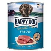 6x800g Happy Dog Sensible Pure, Suède (pur gibier) - Pâtée pour chien