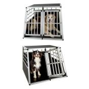 Le Poisson Qui Jardine - Grande Cage double de transport solide en métal et bois Arrière droit pour chiens - Noir