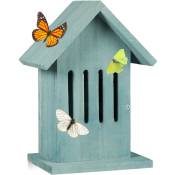Relaxdays - Abri à papillons à suspendre coloré jardin balcon nichoire refuge HxlxP: 25,5 x 18,5 x 12 cm, turquoise