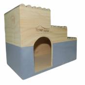 Animallparadise - Maison en bois rectangulaire, toit plat demi rond, gris, 30 cm x 18 cm h 23 cm pour rongeur Gris