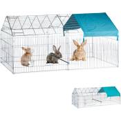 Enclos pour lapins et volailles, voile solaire, perchoir en option, grosses Volières, galvanisé, argenté - Relaxdays