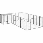 Helloshop26 - Chenil extérieur cage enclos parc animaux chien 10,89 m² acier noir - Noir