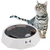 Jouet pour le chat, interactif, avec souris rotative, électronique, hlp : 7,5 x 25,5 x 25,5 cm, blanc et gris - Relaxdays