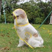 Manteau imperméable pour chien avec capuche en nylon transparent - Pour chiens de petite à moyenne taille (L,jaune)