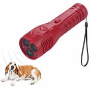 Répulsif ultrasonique portable pour chien avec bouchon anti-aboiement LED, rechargeable et totalement sûr et inoffensif pour les chiens. - red
