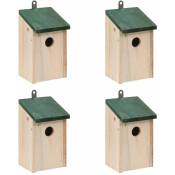 Décoshop26 - Nichoir oiseaux pour extérieur 4 pièces en bois 12x12x22 cm