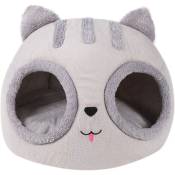 Ensoleille - Panier pour chat - Couverture douce et lavable - Forme de tête de chat - Niche confortable pour animal de compagnie avec lit doux et