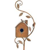 Tlily - Maison D'Oiseau de Jardin avec Poteau Mangeoires D'Oiseaux en MéTal Piquets de Jardin Maisons D'Oiseaux pour Cour ArrièRe Patio Style