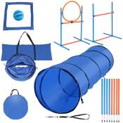 Einfeben - Agility pour chiens Set d'entraînement à la mobilité avec barres de slalom, zone repos + sac de transport équipement complet,tunnel