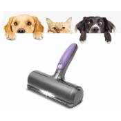 Ensoleille - Sweeper Brush - Brosse anti poils animaux Ramasse poils chat et chien - Violet et Gris - Pour Canapé/Vêtements