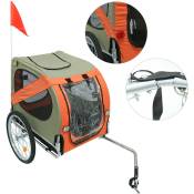 Haloyo - Remorque vélo pour Chien Pliable,Chariot Animal Compagnie,Vélo,137 x 73 x 90cm,Noir rougeâtre,orange