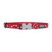 Red dingo - collier design pour chien - rouge pois blancs - s