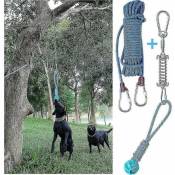 Ensemble de jouets de barre à ressort pour chien exercice suspendu en plein air corde de coton jouet de dent de chien