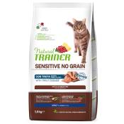 Paquet économique : 2x1,5kg Natural Trainer Cat No Grain truite nourriture pour chat sèche