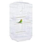 Pawhut - Cage à oiseaux volière avec mangeoires perchoirs plateau amovible 2 portes dim. 46,5L x 35,5l x 92H cm métal blanc - Blanc
