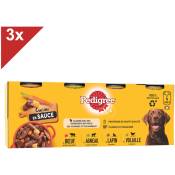 PEDIGREE 12 Boîtes en sauce 4 variétés pâtée pour chien 400g (3x4)