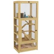 Cage pour rongeurs petits animaux en bois 5 niveaux - échelle, niche, balançoire, plateau amovible, abreuvoir