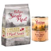 Offre d'essai : croquettes Purizon 400g / 1kg + boîte - 1 kg Single Meat Adult poulet, potiron + boîte Black Angus
