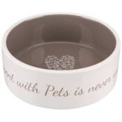TRIXIE Ecuelle ceramique Pets Home - 0,8 L - O 16 cm - Creme et taupe - Pour chien