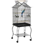 Cage à oiseaux sur pied volière avec 2 mangeoires