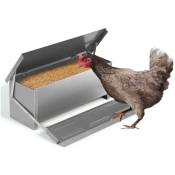 Idmarket - Mangeoire xxl pour poules distributeur automatique à pédale en acier 10 kg - Gris