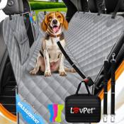 Lovpet - Couverture de chien 2en1 pour la banquette arrière et le coffre de la voiture avec protection latérale et fenêtre de visibilité Protection
