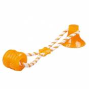 Jouet avec corde et ventouse orange pour chien 40x10.3x10.3