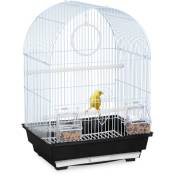 Cage à oiseaux, canaris, perruches, avec perchoirs, balançoire & mangeoires, hlp 49,5 x 34,5 x 31 cm, noir - Relaxdays