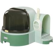 Maison de toilette litière pour chat design capsule spatiale - porte, capot ouvrant, pelle, 2 tiroirs amovibles - vert noir - Vert