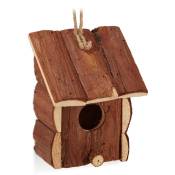 Relaxdays - Mini maison d'oiseau, Déco pour suspendre, Bois non traité, balcon, Petite maisonnette, 16,5x12x9,5cm, naturel