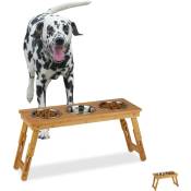 Relaxdays - Support à gamelle, chiens de taille moyenne, pour eau & nourriture, réglable et pliable, 31x70x23 cm, naturel