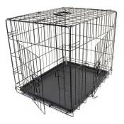 Le Poisson Qui Jardine - Cage Caisse de transport xs pliable en métal pour petits animaux - Noir