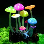 Luminous effect artificial 1 piece, 9 mushrooms, aquarium plants, ornamental fish tank, landscape decoration