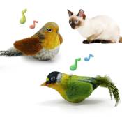 Gotrays - Jouet pour chat chirping tit 2 pièces catnip silvervine, jouet pour bâton de chat, design d'oiseau simulé, jouet interactif de sport pour