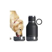Ad-n-art Inc. - asobu gamelle pour chien attachée à une bouteille isotherme en acier inoxydable 1 litre, noir SDB1 black