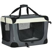 PawHut Sac de transport pour animaux de compagnie sac à main pliable et portable ouverture supérieure tissu en maille respirant gris noir